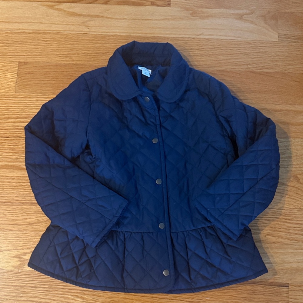 EUC jcrew crew cuts girls navy quilted peplum jacket size 8
